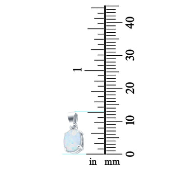 Oval Lab Created White Opal Pendant Charm 925 Sterling Silver